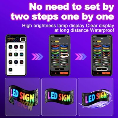 2PCs Programmable Scrolling Led Eyes Display, 23.62"x4.72" Flexible Devil Eyes Windshield with Remote and APP Control, Led Sign for Cars/Trucks/SUVs, Customizable Digital Display for Store School Hotel Party - Image 5