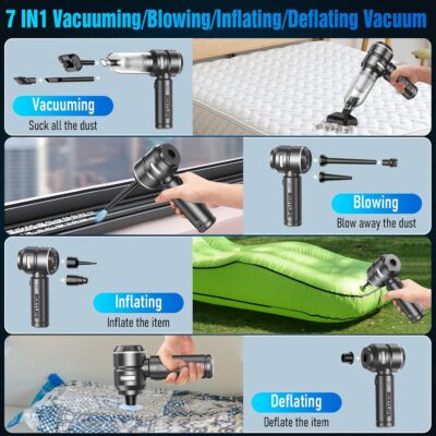 Handheld Car Vacuum Cleaner Cordless,18000PA High Power Portable Vacuum Cleaner&Air Duster,3 Gear,7 in 1 Small Vacuum Cleaner Rechargeable,Mini Hand Held Vacuum for Car Home Office Keyboard - Image 4