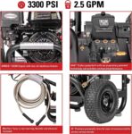 SIMPSON Cleaning PS3228 PowerShot 3300 PSI Gas Pressure Washer, 2.5 GPM, Honda GX200 Engine, Includes Spray Gun and Extension Wand, 5 QC Nozzle Tips, 5/16-inch x 25-foot MorFlex Hose, 49-State - Image 2