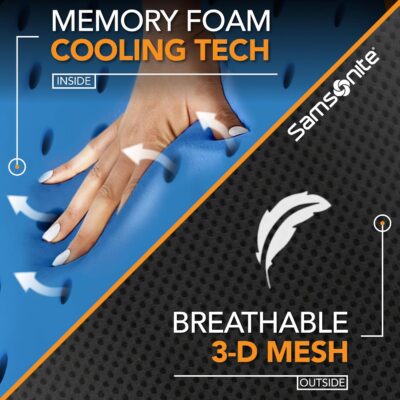 Samsonite Ergonomic Neck Pillow – Large Car Neck Pillow for Driving, Gel Memory Foam Cushion for Travel, Cooling Car Support Headrest for Road Trips, Fits Cars, SUV's, Trucks, and Desk Chairs, Black - Image 3