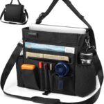 LUCMO Car Seat Organizer with Tablet and Laptop Compartment, Multiple Pockets Truck Front Seat and Backseat Organizer, Portable Large Capacity Office Bag with Adjustable Strap and Hardened Buckles