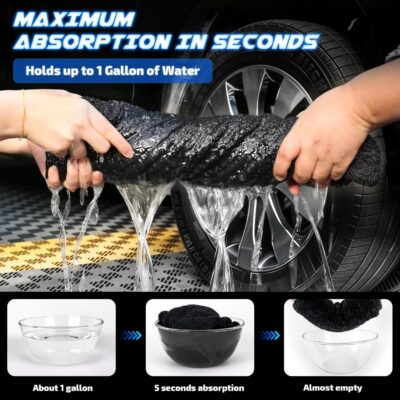 2-Pack 1200 GSM Car Drying Towels – Microfiber Towels for Cars (36" x 24"), Ultra-Absorbent, Streak-Free, Scratch-Free, No Water Spots, Double-Twist Pile & Edgeless Design(Blue) - Image 4