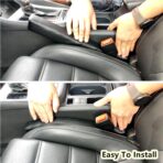 Leather Car Seat Gap Filler, 2 Pack No-Drop Seat Guard Universal Gap Stopper/Catcher to Fill The Gap Between Seat and Console Black Car Crevice Blocker Space Pad - Image 3