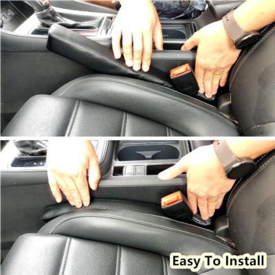 Leather Car Seat Gap Filler, 2 Pack No-Drop Seat Guard Universal Gap Stopper/Catcher to Fill The Gap Between Seat and Console Black Car Crevice Blocker Space Pad - Image 3