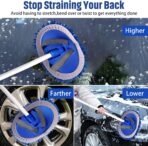 anngrowy 62" Microfiber Car Wash Brush with Long Handle Car Washing Mop Kit Mitt Sponge Car Cleaning Supplies Kit Duster RV Washing Car Brush Accessories, 1 Chenille Scratch-Free Replacement Head - Image 6