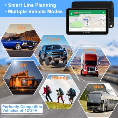GPS Navigation for Car Truck Navigator Latest Maps 7 Inch Touch Screen Vehicle GPS Commercial Trucker Navigation Voice Speeding Warning Free Lifetime Update of World Maps - Image 4