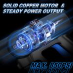 AZZUNO Cordless Pressure Washer, 850PSI Portable Pressure Washer, 4000mAh Powerful Washer with 6-in-1 Nozzle, Handheld Power Cleaner for Car, Home Cleaning & Garden Watering Blue - Image 4