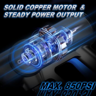 AZZUNO Cordless Pressure Washer, 850PSI Portable Pressure Washer, 4000mAh Powerful Washer with 6-in-1 Nozzle, Handheld Power Cleaner for Car, Home Cleaning & Garden Watering Blue - Image 4