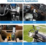 Car Phone Mount with Cup Holder Expander - Upgraded Anti-Shake 2-in-1 Cup Phone Holder for SUVS Trucks with Adjustable Aluminium Alloy Long Neck, fit for iPhone Samsung Galaxy (Black) - Image 8