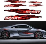 TOMALL 6Pcs Sport Flame Graphics Car Body Side Stickers Flame Racing Sports Stripe Decal for Car Universal Vinyl Self-Adhesive Decal Decoration Accessories for Truck SUV Off-Road Vehicles (Red)