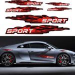 TOMALL 6Pcs Sport Flame Graphics Car Body Side Stickers Flame Racing Sports Stripe Decal for Car Universal Vinyl Self-Adhesive Decal Decoration Accessories for Truck SUV Off-Road Vehicles (Red)