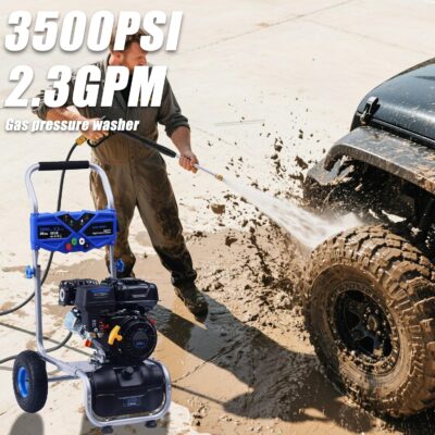 3500PSI Gas Pressure Washer, 2.3GPM Gas Powered High Pressure Washer with 209CC Engine, 4 Adjustable Nozzles, 25 ft High Pressure Hose for Cleaning Walls, Terraces, Vehicles, Garden (Blue) - Image 2