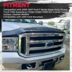 HECASA Front Grille Compatible with 2005-2007 Ford F250 F350 F450 F550 SuperDuty FO1200456 5C3Z8200BAA Upper Bumper Hood Grill W/Gray Honey Comb Chrome - Image 2