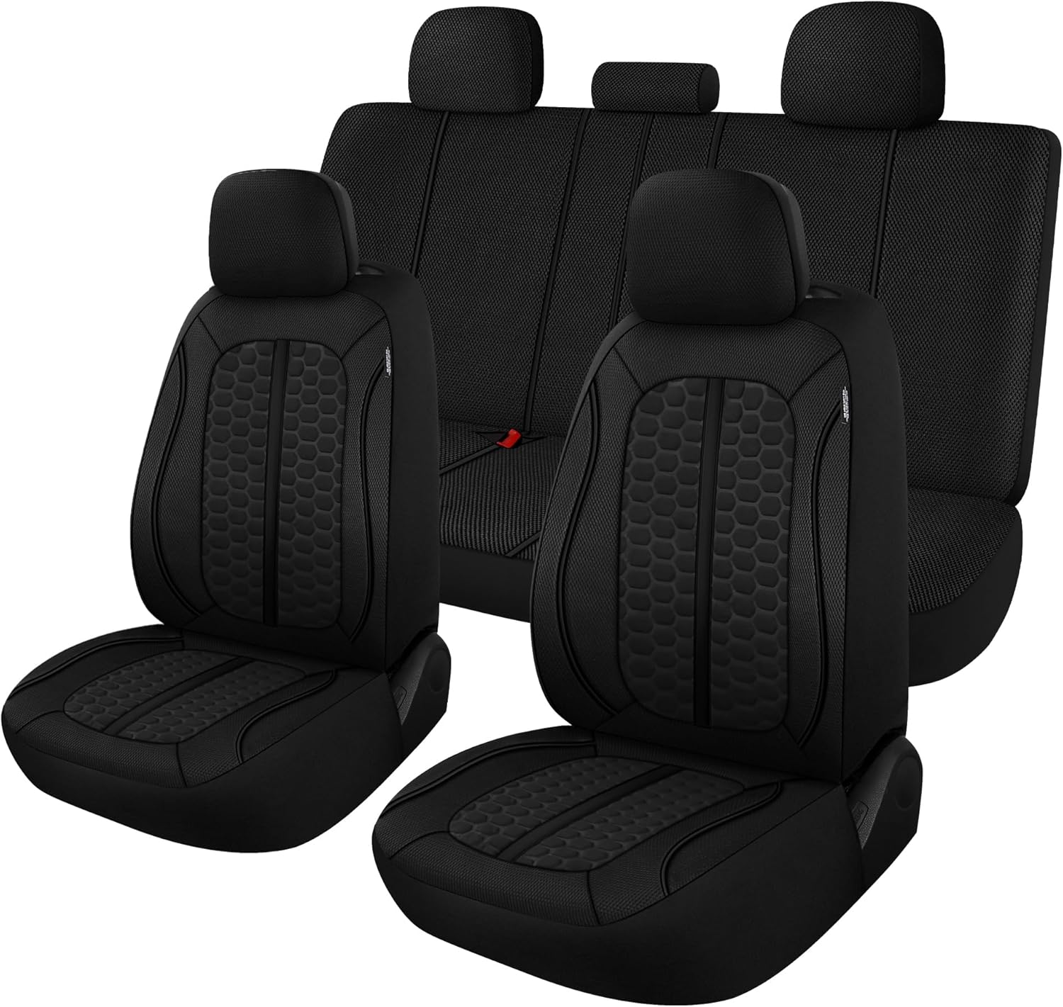 812fANIv2ML._AC_SL1500_.jpg Breathable Premium Car Seat Covers Full Set,3D Air-Mesh Seat Covers for Cars,Comfortable Safety Airbag Compatible,Universal for Most Cars Sedan Truck SUV(Black) - Image 1