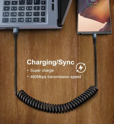 USB Type C Charger Cable Fast Charging, [2-Pack, 3ft] Coiled USB A to Type C Charger Cord for Car USB-C Cable Compatible with iPhone 17/16/15/Plus/Pro/Pro Max/Samsung Galaxy A10e A20 A50 S20 S10E - Image 4