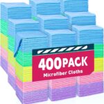 Microfiber Towels Bulk-400 Pack, Cleaning Cloths, Microfiber Towels for Cars, Cleaning Rags 5 Colors Assorted (11.5x11.5 inches)