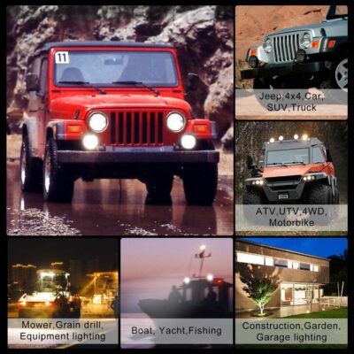 BESTZHEYU 2PCS Round LED Off Road Lights Round LED Work Light 60W Round LED Fog Lights Pod Daytime Running Light Driving Light Wrangler Truck Pickup SUV ATV UTV Spot Flood Beam Off-road Light Bar - Image 7