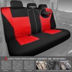 CAR PASS Car Seat Covers Full Sets, Front & Split Rear Bench for Car, 3D Tyre Embossed Automotive Interior Covers, Airbag Compatible, Quick Setup Universal Fit Seat Covers for Car, SUV(Black Red) - Image 3