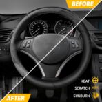 EcoNour Car Steering Wheel Cover | Premium & Durable PU Leather with Anti-Slip Design | Universal Fit 14.5" - 15" Steering Wheel Cover | Car and Truck Accessories - Black - Image 5