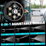 Cordless Pressure Washer Battery Powered, Powerful Handheld Portable Pressure Washer with Brushless Motor, 1 x 4.0Ah Battery & Charger, 6-in-1 Nozzle and Storage Handbag, 3 Power Level for Yard/Car - Image 5