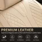 FLORICH Leather Seat Covers, Car Seat Cover Full Set Automotive Seat Covers Waterproof Car Seat Protectors 5 Seats Universal Seat Cover Fit for Most Cars SUV Trucks, Beige - Image 7