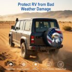 RV Spare Tire Cover with American Eagle USA Flag, Trailer Tire Covers PVC Leather for Truck SUV Wrangler Camper Vehicle Wheel Cover Waterproof Sun Dust Protection 14 inch - Image 2