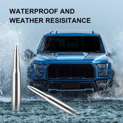 Chrome Antenna 50 Cal Car Truck Bullet Antenna Truck Accessories Universal Replacement for GMC Sierra 1500 Chevy Dodge Ram Silverado 1500 2500 3500 Ford F150 F250 F350 (Chrome) - Image 4