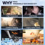 Sunsdrew 8PCS Foldable Sun Shades for 2019-2025 Toyota RAV4 Accessories Car Windshield&Side Windows Shade Cover Blocks 99% UV&Heat Privacy Protection Keeps RAV4 Cool All Black - Image 5