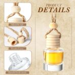 BBTO 200 Pcs Hanging Car Diffuser Bottles Bulk, Empty Clear Glass Air Freshener Bottles with Wooden Cap for Perfume Essential Oils Fragrance Aromatherapy Ornament(Cylinder) - Image 2