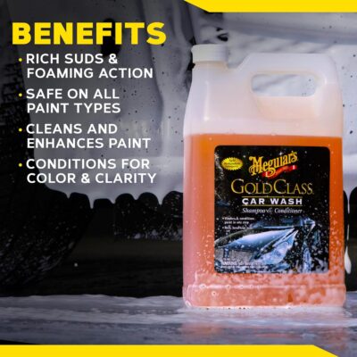 Meguiar's Gold Class Car Wash – Premium Foaming Car Wash Soap, High Gloss Finish, Safe for Clear Coats, Deep Cleans without Removing Waxes, Car Detailing Supplies for Cars, Trucks & SUVs – 1 Gal - Image 8