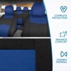 BDK PolyPro Car Seat Covers Full Set in Blue on Black, Front and Rear Split Bench Seat Covers for Cars, Easy to Install Car Seats Cover Set and Accessories for Auto Trucks Van SUV - Blue - Image 5