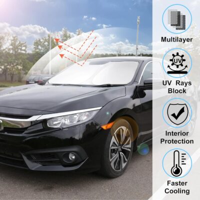 Windshield Sun Shade Custom Fit for 2016-2021 Honda Civic Accessories Sunshade Protect Car from Sun Rays & Heat Damage Keep Cool - Image 2