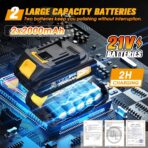 Cordless Car Buffer Polisher kit [2x 2000mAh 21V Batteries & 18 PCS Attachments] 6-Speed Orbital Design, LED Display, Lightweight Detailing Tool for Waxing, Polishing & Scratch Removal-Yellow - Image 3