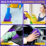 Nuenen Microfiber Cleaning Cloths for Cars 16 x 16 Inch Ultra Absorbent Car Towels Drying Reusable Cleaning Supplies House Kitchen Window Microfiber Towel(Purple,60 Pcs) - Image 7