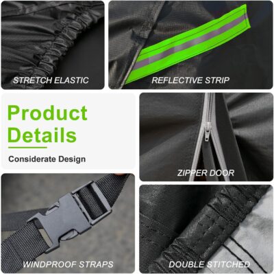 KouKou Car Cover Waterproof All Weather, 7 Layers Outdoor Car Covers for Automobiles with Zipper, Universal Fit Hatchback Subaru Impreza,Mazda 3,VW Golf, BMW X2, ect. (Length to163-178 inch) - Image 3