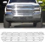ALMULOO Grille Overlay Cover Compatible with 2016-2018 Chevy Silverado 1500 WT/LS/LT, Chrome Silver ABS Plastic Snap-On Insert 2PC