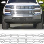 ALMULOO Grille Overlay Cover Compatible with 2016-2018 Chevy Silverado 1500 WT/LS/LT, Chrome Silver ABS Plastic Snap-On Insert 2PC