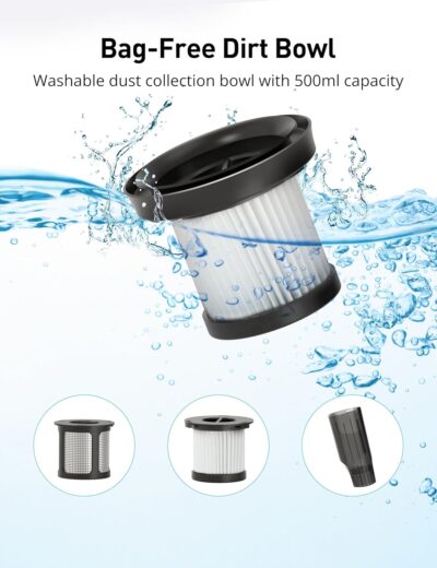 Aspiron Cordless Handheld Vacuum, 24KPA Powerful Car Vacuum, 2-Speed, 2 Charging Methods, Wireless Charger, Ergonomic Handle, Portable Rechargeable Vacuum Cleaner for Car, Home, Black Silver - Image 7