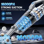 JONYJ Handheld Vacuum Cordless, 16000PA Strong Suction Hand Held Car Vacuum Cleaner, Portable Hand Vacuum Rechargeable with Multi-Nozzles & LED Light for Home, Car, Office, Pets - Image 2