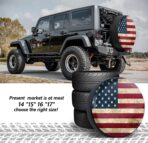 Retro American Flag Spare Tire Cover Fit for Jeep RV Truck SUV Travel Camper Trailer 14",15",16",17",Waterproof and Dustproof Protection Tires(14" for Diameter 23"-27"/58.42-68.58cm) - Image 6