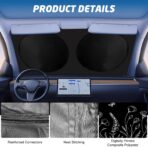 Windshield Sun Shade for Car, 63"x28.5" Universal Fit Front Window Sunshade with Double Steel Ring Frame, Car Sun Shade, UV Protection Windshield Cover with Storage Pouch (Line Flowers) - Image 6