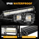 Auxbeam 22 Inch 120W LED Light Bar 2PCS 3 Inch 96W LED Pods, Amber White Fog Light 6 Modes Strobe Lights for Work Truck, Spot Flood Combo Off Road Driving Lights for Jeep ATV Utv Auto - Image 6