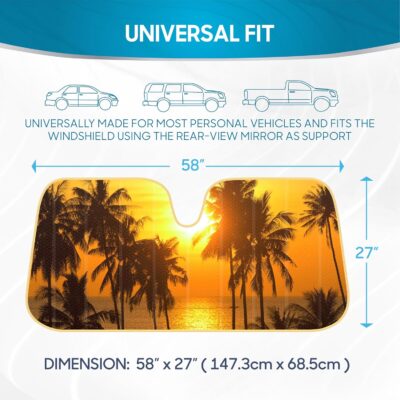 BDK Golden Sunset Palm Trees Front Windshield Sun Shade Accordion Folding Cute Car Window Shades for Truck & Car Sunshade Shield for Sun UV Rays - Visor Protector Keeps Vehicle Cool - 58 x 27 inches - Image 6