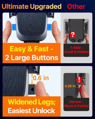 [Military-Grade Anti-Shake & 360° Rotatable Suction] 2026 Upgraded Car Phone Holder Mount【90+LBS Safest Strongest & Patent Certs】Dashboard Windshield Vent for iPhone 17 16 Pro Max Samsung,Matt Black - Image 7