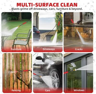 Electric Pressure Washer, 2.5 Max GPM Electric Power Washer with Foam Cannon, Powerwasher with 4 Nozzles, High Pressure Washer for Cars, Driveways, Patios, Decks - Image 5
