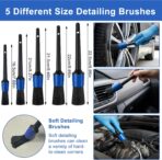 32-Piece Car Detailing Kit with Drill Brush Attachments & Polishing Pads – Professional Auto Detailing Brushes, Wheel & Tire Cleaning Tools with Storage Bag (Blue) - Image 2