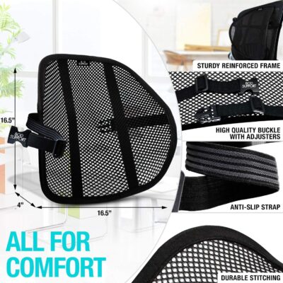 Seat Cushions for Office Chairs with Lumbar Support, Desk Chairs, and Car Seats - Adjustable Straps and Non-Slip Ergonomic Design for Tailbone and Lower Back Pain Relief for All Day Use - Image 5