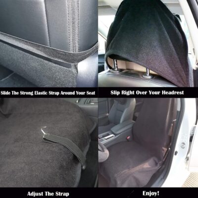 Car Seat Cover Protector Front Seats,for Gym Workout,Running,Swimming,Beach and Hiking,Waterproof Sweat Towel Bucket Seat Covers for Cars SUV Trucks (Black, 1Pcs) - Image 4