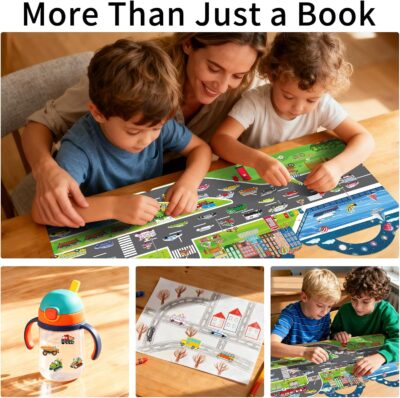 2 Pack Puffy Sticker Books for Kids Ages 3-5, Construction Truck and Vehicle Car Stickers for Toddlers Boys, 3D Reusable Stickers Books for Toddlers, Activity Book for Boys Party - Image 2