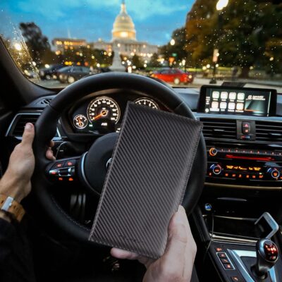 TOURSUIT Car Registration and Insurance Card Holder, Vehicle License Document Glove Box Compartment Organizer, Interior Car Accessories for Women Men Teens (Carbon Fiber Black) - Image 5